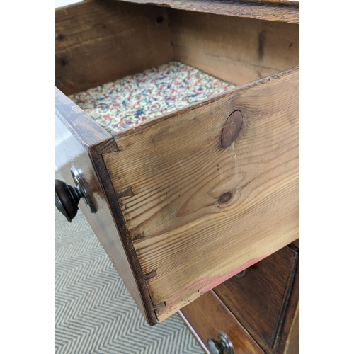 100 - CHEST, George III oak, with three drawers on later bracket feet, 86cm H x 76cm W x 46cm D.