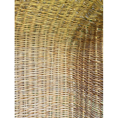 134 - HOODED PORTER'S GARDEN CHAIR, sun bleached 'Porter's chair' style, woven wicker, arched hooded with ... 