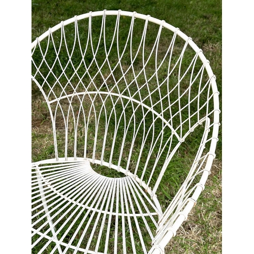 140 - FRENCH GARDEN ARMCHAIRS, a pair, French 19th century style wirework and painted each with hoop back ... 