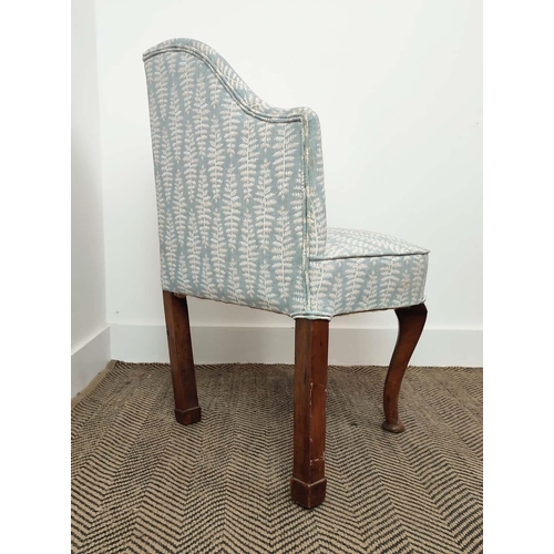 155 - CORNER CHAIR, late 18th/early 19th century walnut in blue fern patterned fabric, 78cm H x 65cm W x 5... 