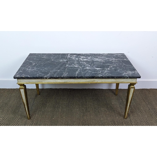 163 - LOW TABLE, Venetian design painted and gilt base with a rectangular marble top, 48cm H x 100cm x 50c... 