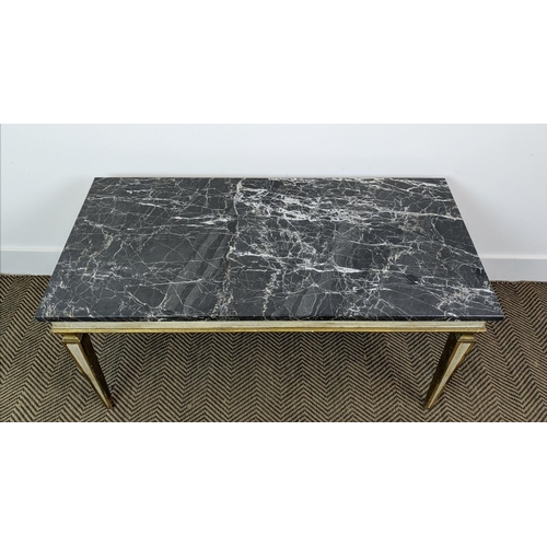 163 - LOW TABLE, Venetian design painted and gilt base with a rectangular marble top, 48cm H x 100cm x 50c... 