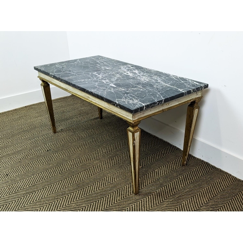 163 - LOW TABLE, Venetian design painted and gilt base with a rectangular marble top, 48cm H x 100cm x 50c... 