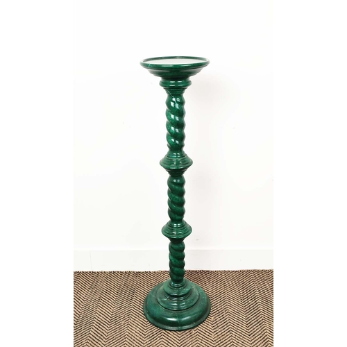 168 - TORCHÈRE, painted to simulate malachite with barley twist column, 100cm H x 30cm D.