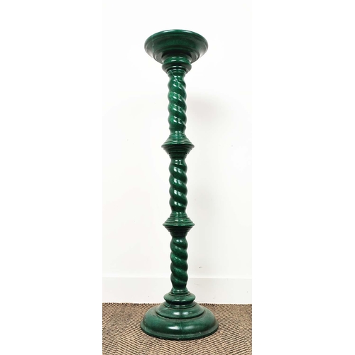 168 - TORCHÈRE, painted to simulate malachite with barley twist column, 100cm H x 30cm D.