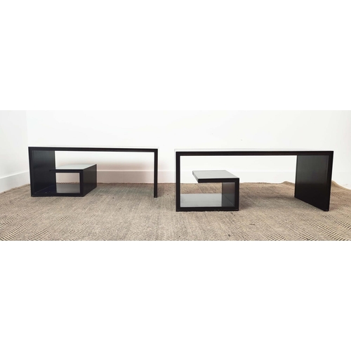 305 - BAKER FURNITURE THOMAS PHEASANT LOW TABLES, a pair, 91.5cm x 40.5 x 346.5cm.