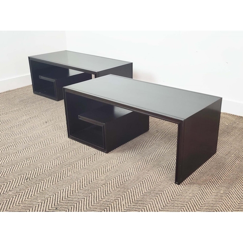 305 - BAKER FURNITURE THOMAS PHEASANT LOW TABLES, a pair, 91.5cm x 40.5 x 346.5cm.