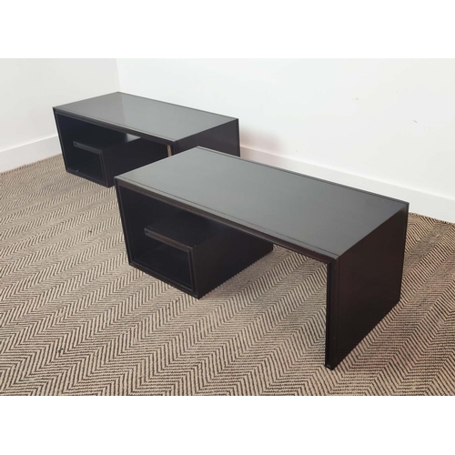 305 - BAKER FURNITURE THOMAS PHEASANT LOW TABLES, a pair, 91.5cm x 40.5 x 346.5cm.