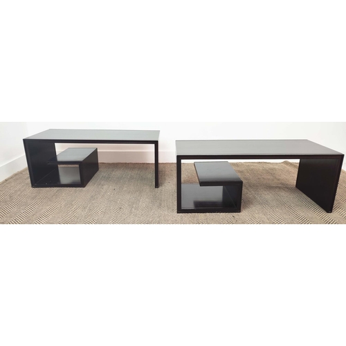 305 - BAKER FURNITURE THOMAS PHEASANT LOW TABLES, a pair, 91.5cm x 40.5 x 346.5cm.