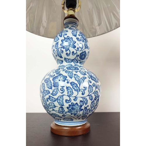 312 - LAUREN RALPH LAUREN HOME TABLE LAMPS, a pair, blue and white ceramic double gourd design, with shade... 