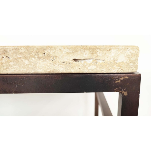 332 - CONSOLE TABLE, polished stone top on bronzed metal base, 80cm H x 120cm x 40cm.