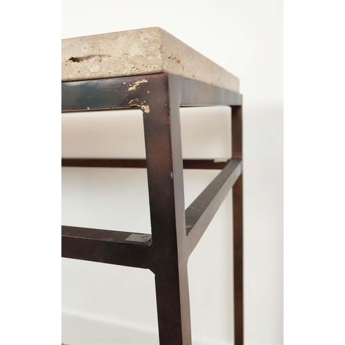 332 - CONSOLE TABLE, polished stone top on bronzed metal base, 80cm H x 120cm x 40cm.