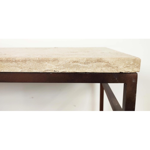 333 - CONSOLE TABLE, polished stone top on bronzed metal base, 80cm H x 120cm x 40cm.