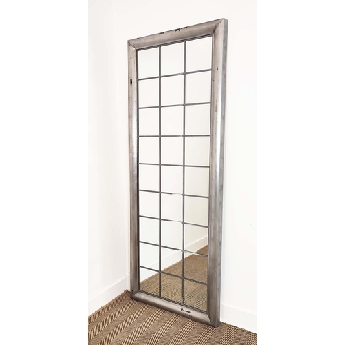 334 - FLOOR STANDING MIRROR, in a silvered frame, 189cm H x 75cm.