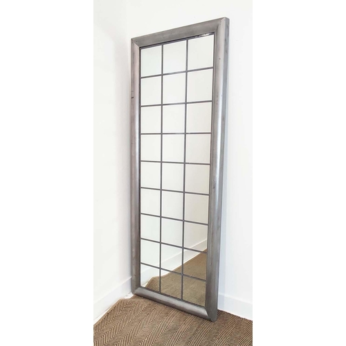 335 - FLOOR STANDING MIRROR, in a silvered frame, 189cm H x 75cm.