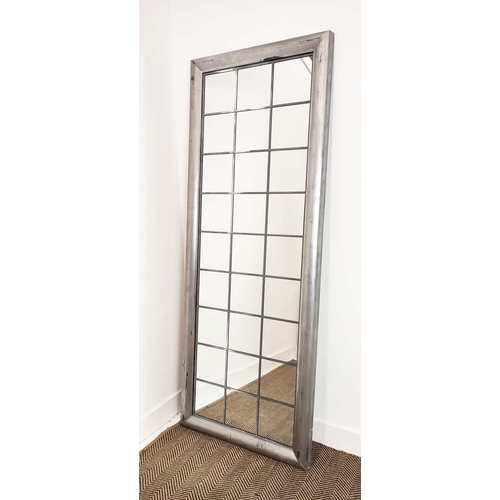 336 - FLOOR STANDING MIRROR, in a silvered frame, 189cm H x 75cm.