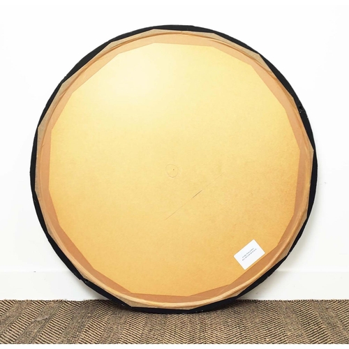 361 - WALL MIRROR, circular with silvered textured frame, 109cm W.