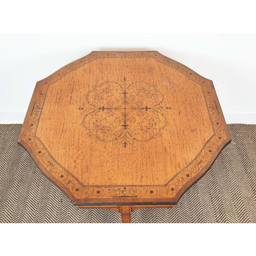 88 - CENTRE TABLE, Edwardian satinwood and penwork marquetry, circa 1905 with shaped octagonal top, 73cm ... 