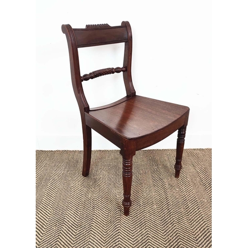 89 - DINING CHAIRS, a set of eight, Regency mahogany, circa 1820, including two armchairs, with hard seat... 