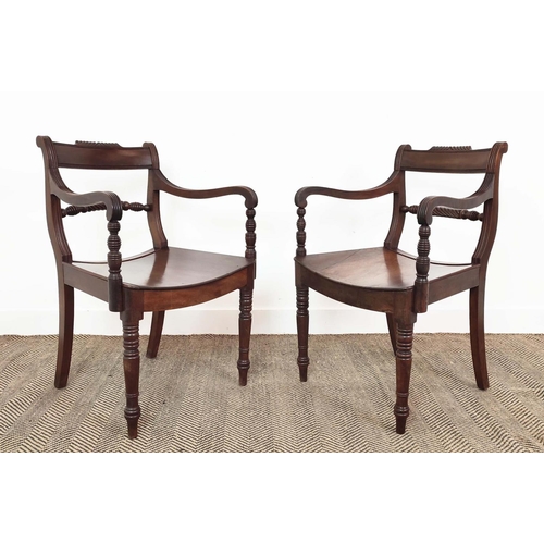 89 - DINING CHAIRS, a set of eight, Regency mahogany, circa 1820, including two armchairs, with hard seat... 