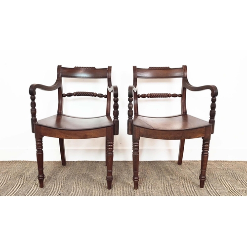 89 - DINING CHAIRS, a set of eight, Regency mahogany, circa 1820, including two armchairs, with hard seat... 