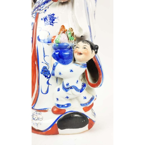 9 - CHINESE PORCELAIN IMMORTALS, three, handpainted, 63cm H.