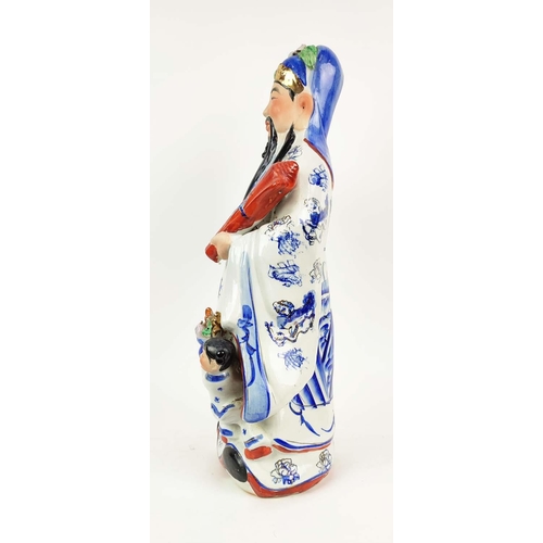 9 - CHINESE PORCELAIN IMMORTALS, three, handpainted, 63cm H.