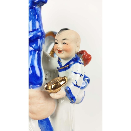 9 - CHINESE PORCELAIN IMMORTALS, three, handpainted, 63cm H.