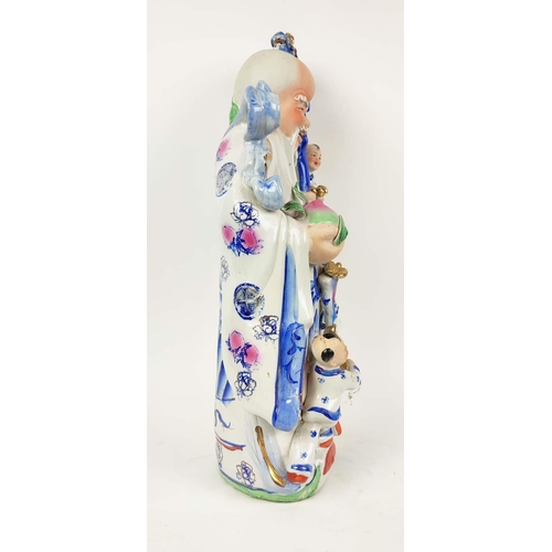 9 - CHINESE PORCELAIN IMMORTALS, three, handpainted, 63cm H.