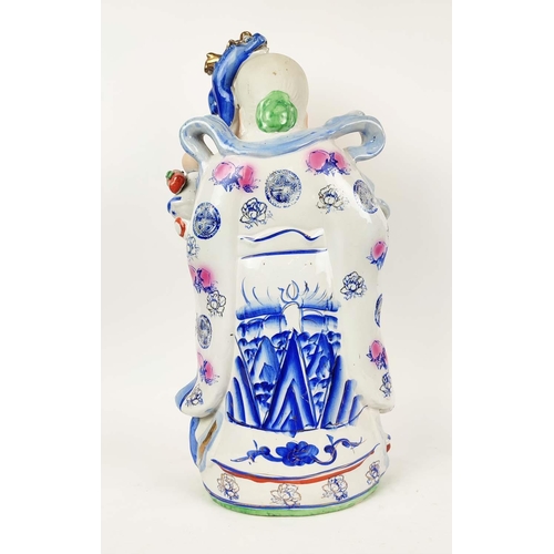 9 - CHINESE PORCELAIN IMMORTALS, three, handpainted, 63cm H.