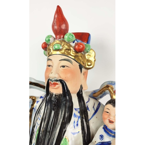 9 - CHINESE PORCELAIN IMMORTALS, three, handpainted, 63cm H.