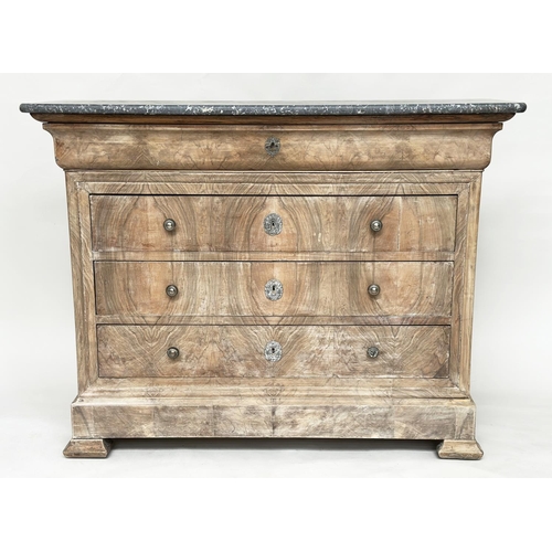 101 - HALL COMMODE, 19th century French Louis Philippe figured walnut with four long drawers and adapted s... 