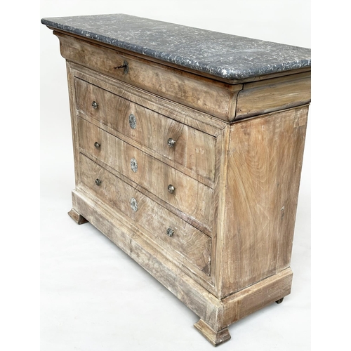 101 - HALL COMMODE, 19th century French Louis Philippe figured walnut with four long drawers and adapted s... 