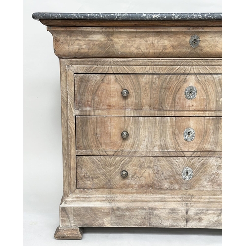 101 - HALL COMMODE, 19th century French Louis Philippe figured walnut with four long drawers and adapted s... 