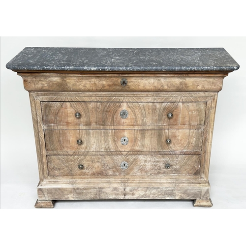 101 - HALL COMMODE, 19th century French Louis Philippe figured walnut with four long drawers and adapted s... 