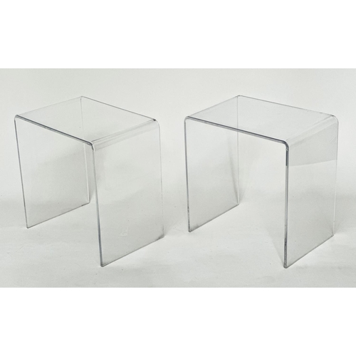 289 - LUCITE SIDE TABLES, a pair, each rounded rectangular form, 46cm W x 45cm H x 29cm D. (2)