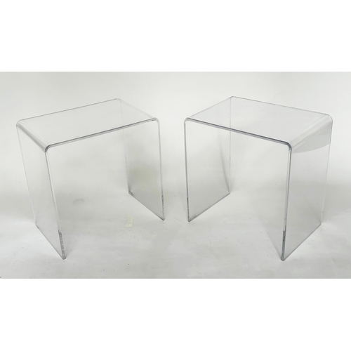 289 - LUCITE SIDE TABLES, a pair, each rounded rectangular form, 46cm W x 45cm H x 29cm D. (2)