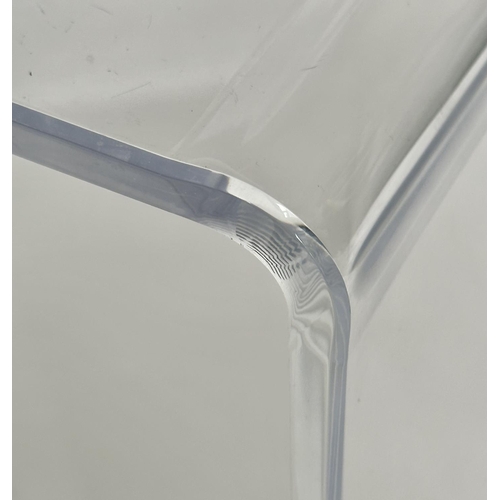 289 - LUCITE SIDE TABLES, a pair, each rounded rectangular form, 46cm W x 45cm H x 29cm D. (2)