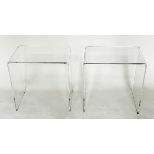 289 - LUCITE SIDE TABLES, a pair, each rounded rectangular form, 46cm W x 45cm H x 29cm D. (2)