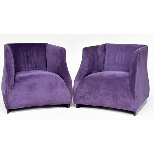 291 - ARMCHAIRS, a pair, with mauve velvet upholstery. (2)