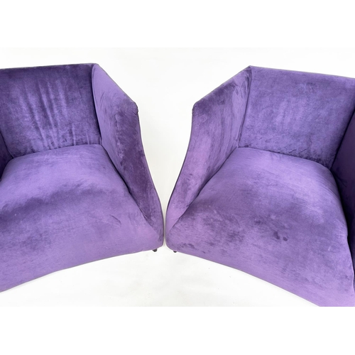 291 - ARMCHAIRS, a pair, with mauve velvet upholstery. (2)