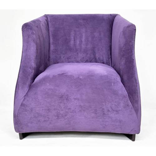 291 - ARMCHAIRS, a pair, with mauve velvet upholstery. (2)