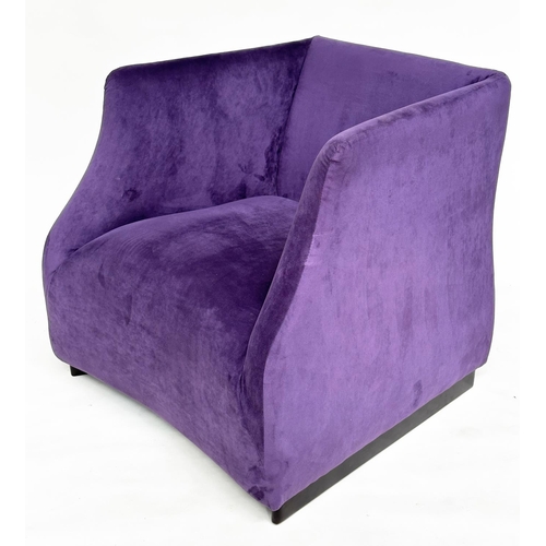 291 - ARMCHAIRS, a pair, with mauve velvet upholstery. (2)