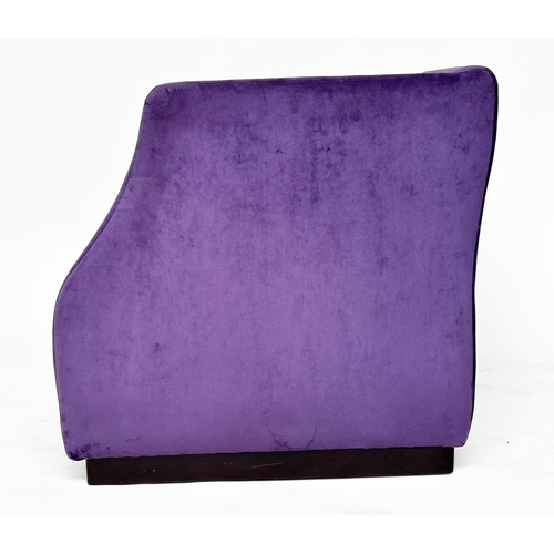 291 - ARMCHAIRS, a pair, with mauve velvet upholstery. (2)