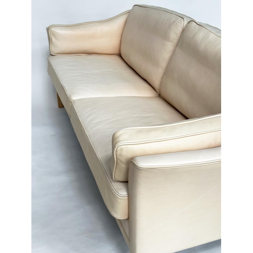 294 - DANISH SOFA, 1970s oyster soft piped leather with gentle arched back.