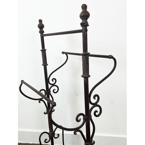 179 - TOWEL RAIL, Victorian design copper, 105cm H x 47cm x 36cm D.