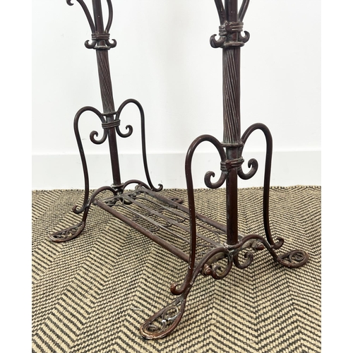 179 - TOWEL RAIL, Victorian design copper, 105cm H x 47cm x 36cm D.