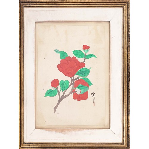 33 - JAPANESE WATERCOLOURS, a set of twelve, signed and red seal stamped, each 23cm x 18cm. (12)