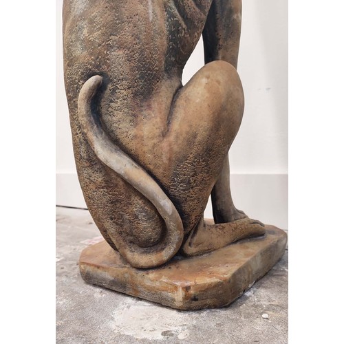 316 - SCULPTURAL DOGS, a pair, composite stone, 80cm H approx. (2)