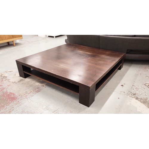 380 - LOW TABLE, of large proportions with under tier, 160cm W x 160cm D.